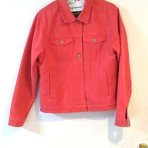 Eddie Bauer red jean jacket-- women's medium